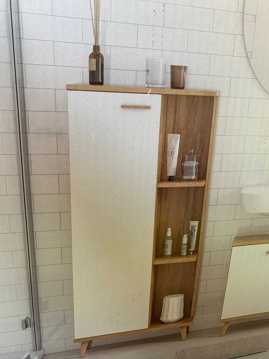 Висок Шкаф за Баня Бял Дъб в модерен скандинавски дизайн