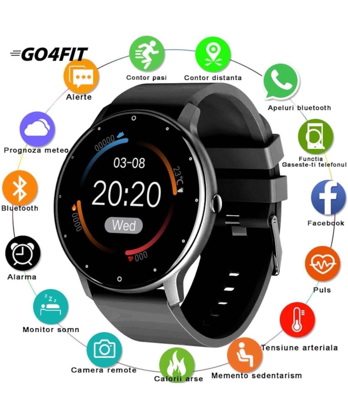 Ceas smartwatch si bratara fitness, GO4FIT®