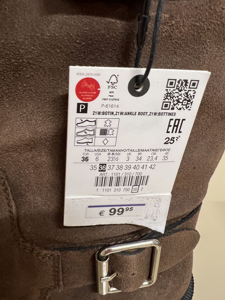 Vand cizme , maro , toc jos, din piele intoarsa -ZARA