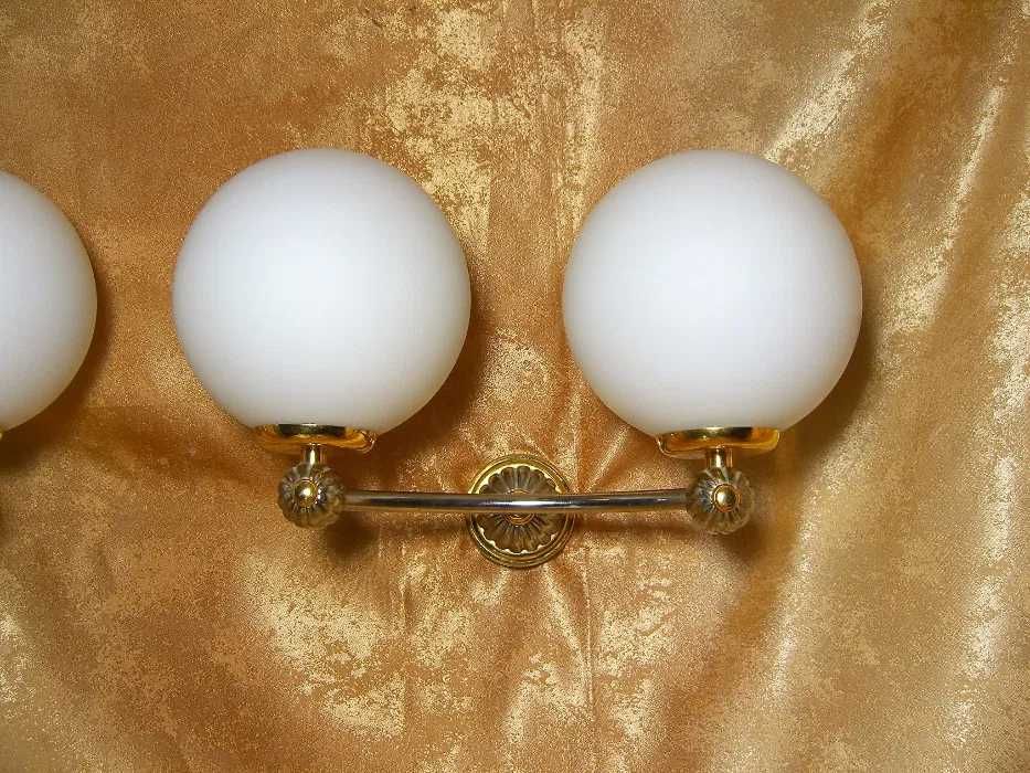 Set aplice duble Art Deco, opalina, crom, vintage