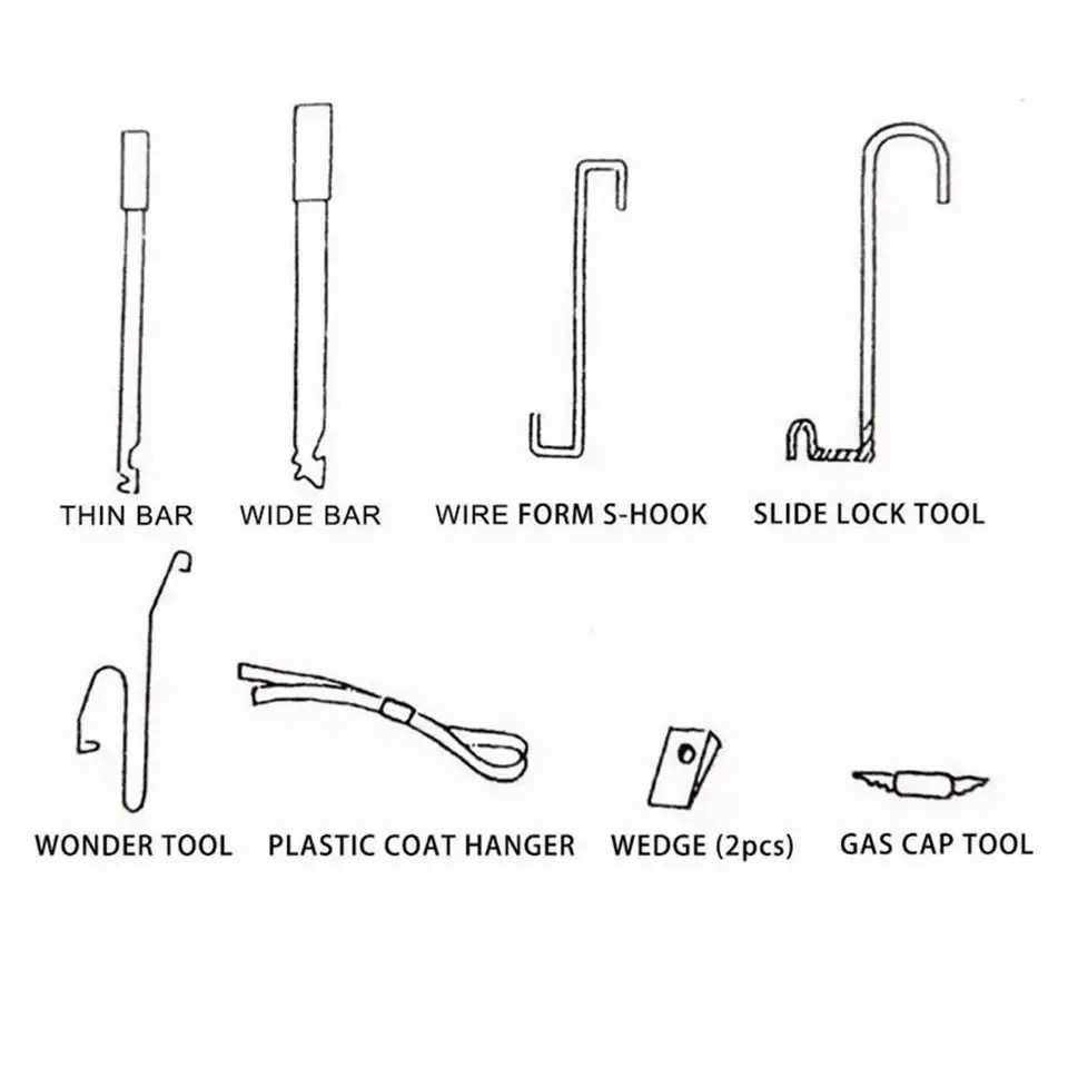Инструменти за отваряне на автомобилни врати с помпа – 9 части