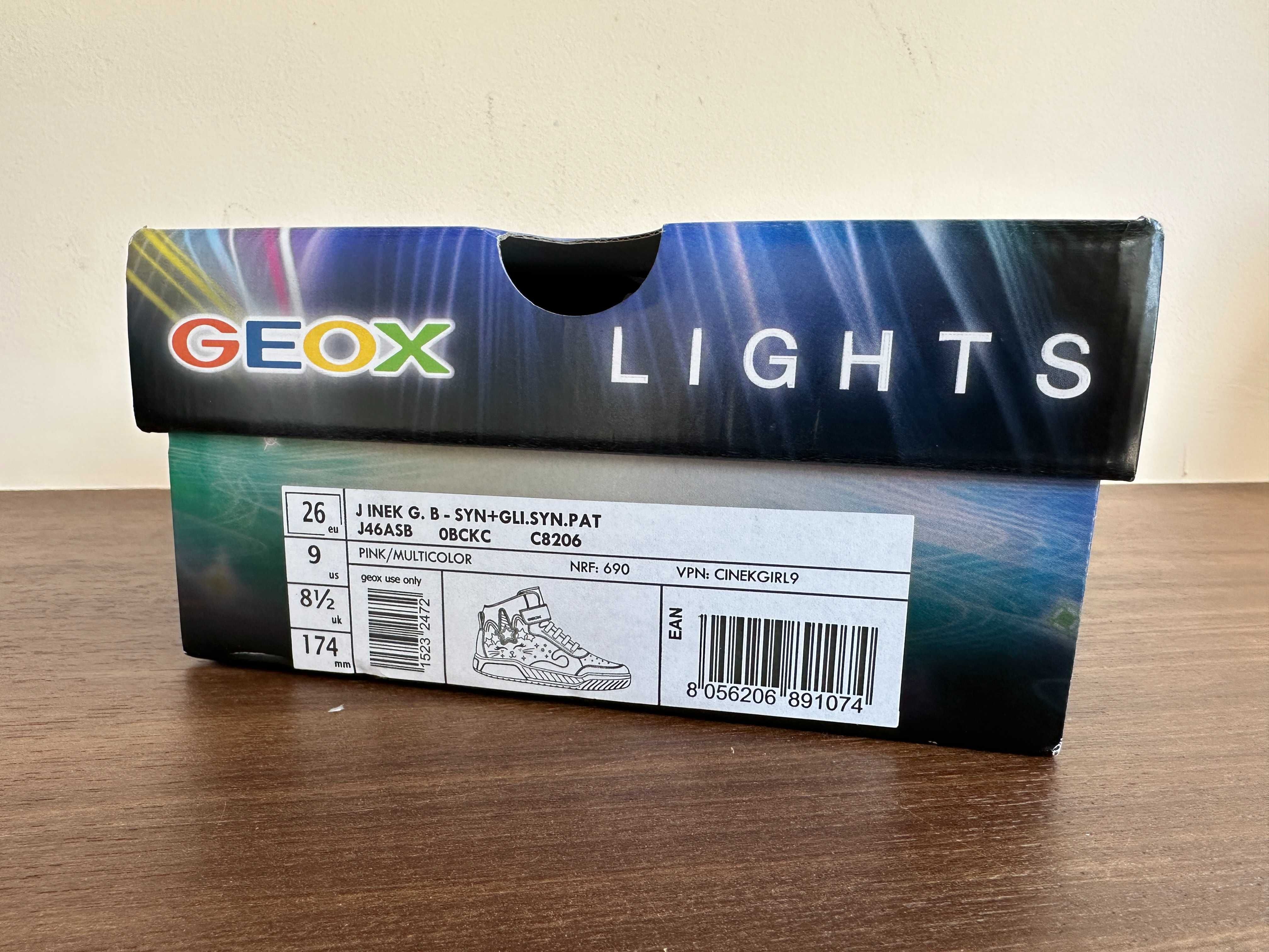 Светещи детски маратонки Geox INEK в розово, размер 26