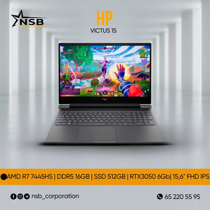 HP Victus AMD Ryzen 7 7445HS DDR5 16Gb SSD 512Gb RTX 3050 6Gb