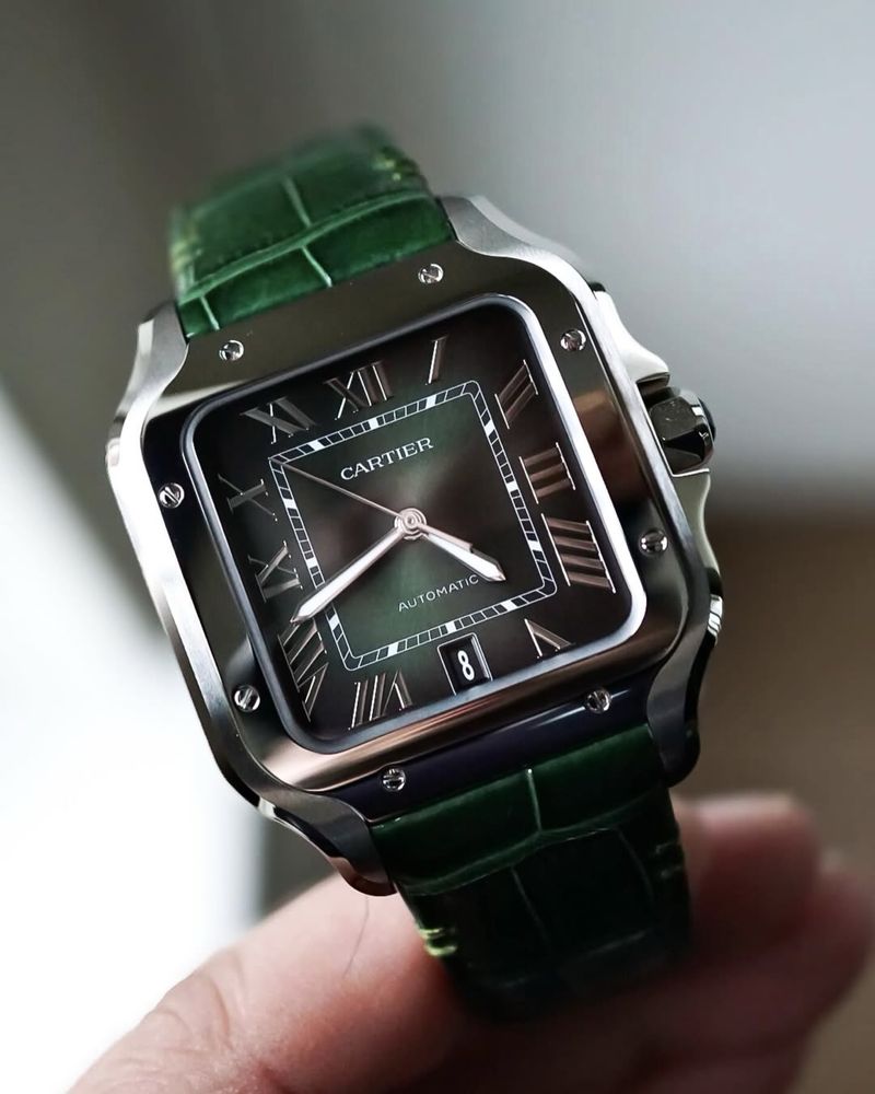 Cartier Santos Medium Green Dial Steel