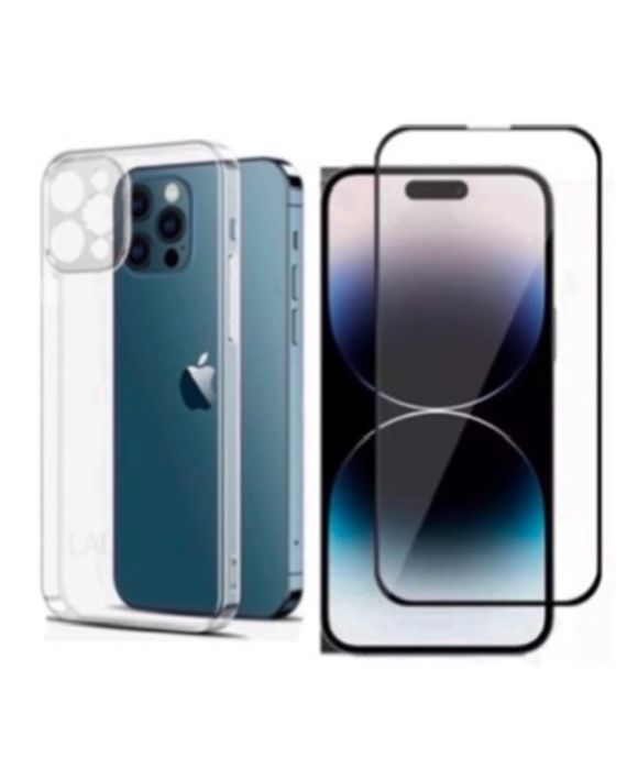 Iphone 12/13/14/15 PRO MAX Husa Guard Tpu Neagra/Clara + Folie Sticla