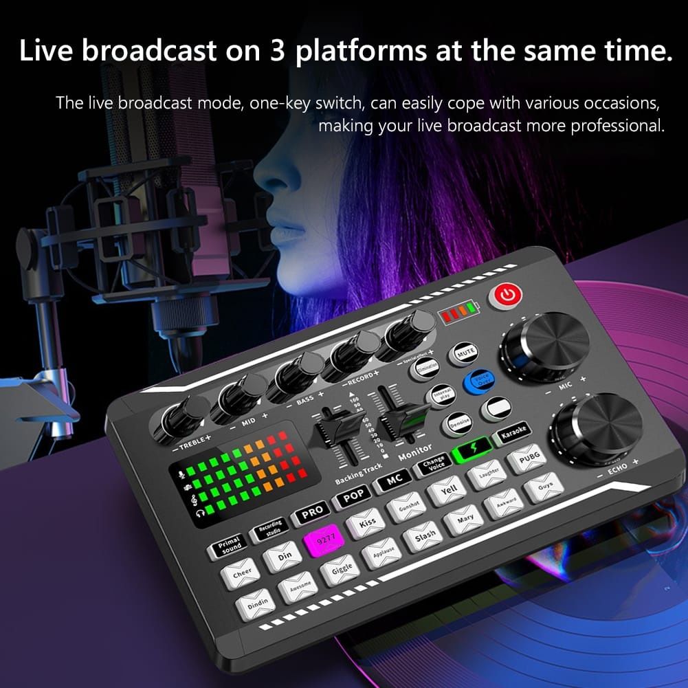 Consola DJ Mixer Audio Bluetooth 5.0 cu efecte de sunet și baterie