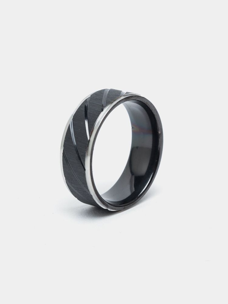 Кольцо мужское matt-black, сплав титановой стали, прочное, стильное