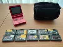 GBA SP + 10 игри + калъф + зарядно