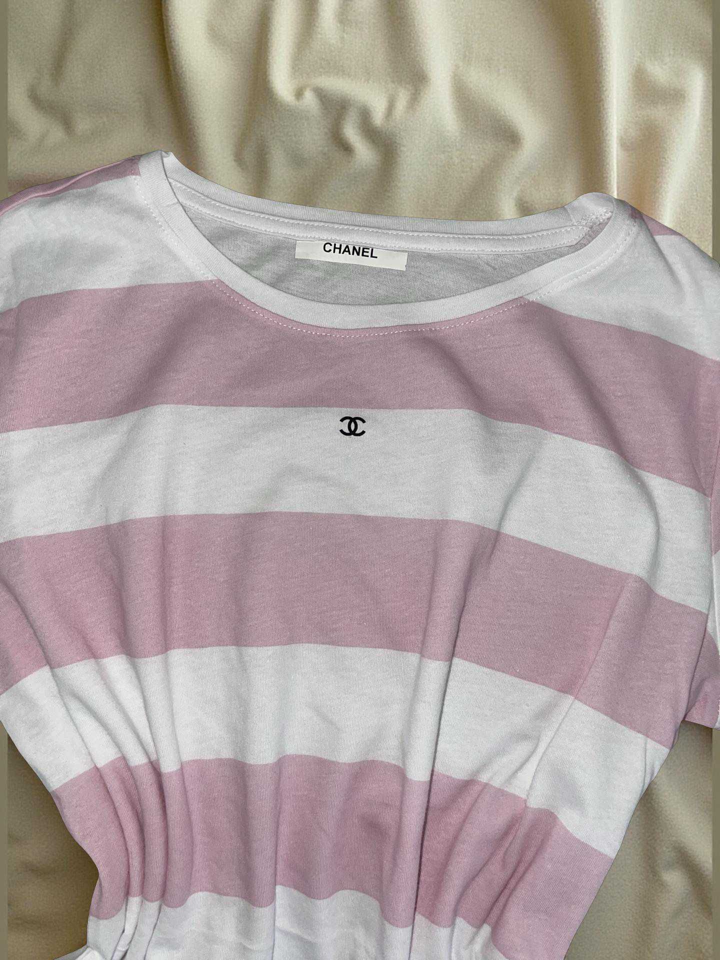 chanel шанел бяла розова рае тениска oversize широка дамска лятна топ