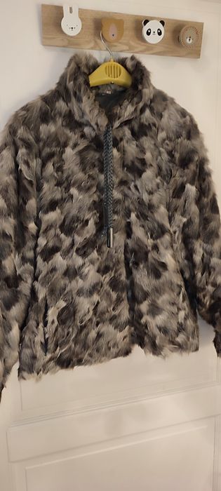 Blanita naturala de nurca, vintage, gri/negru, superbă, mărime M-L