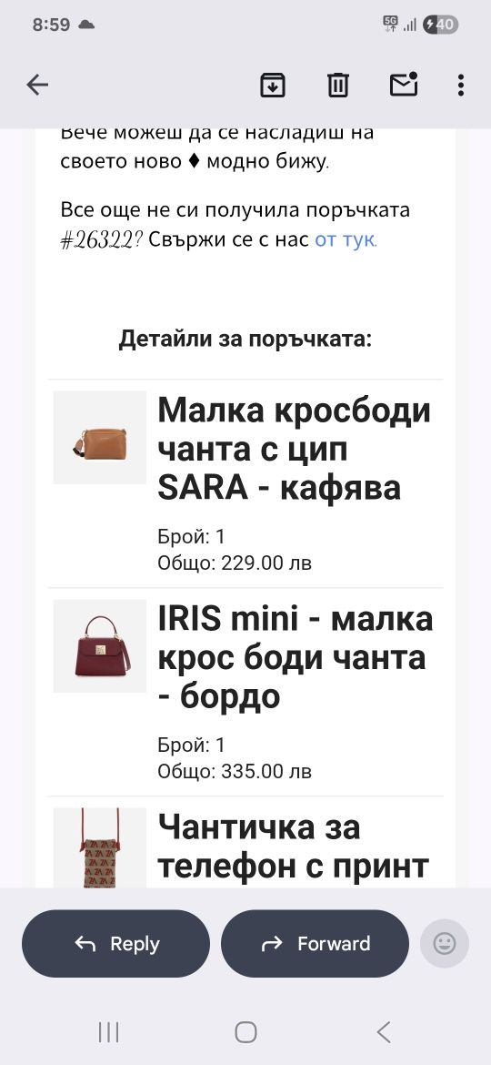 Зарена малка чанта IRIS mini червена