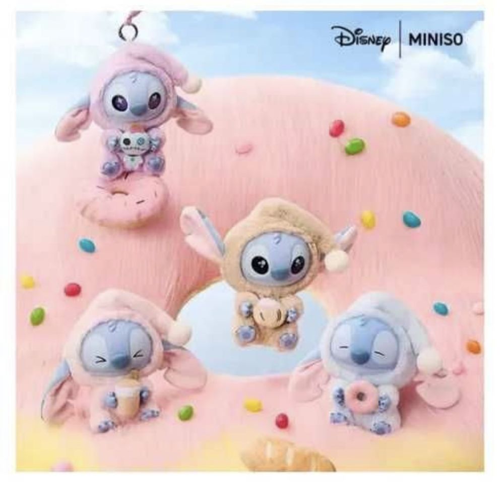 Labubu Stitch Miniso Eat Something Before Sleep, Лабубу Стич Минисо