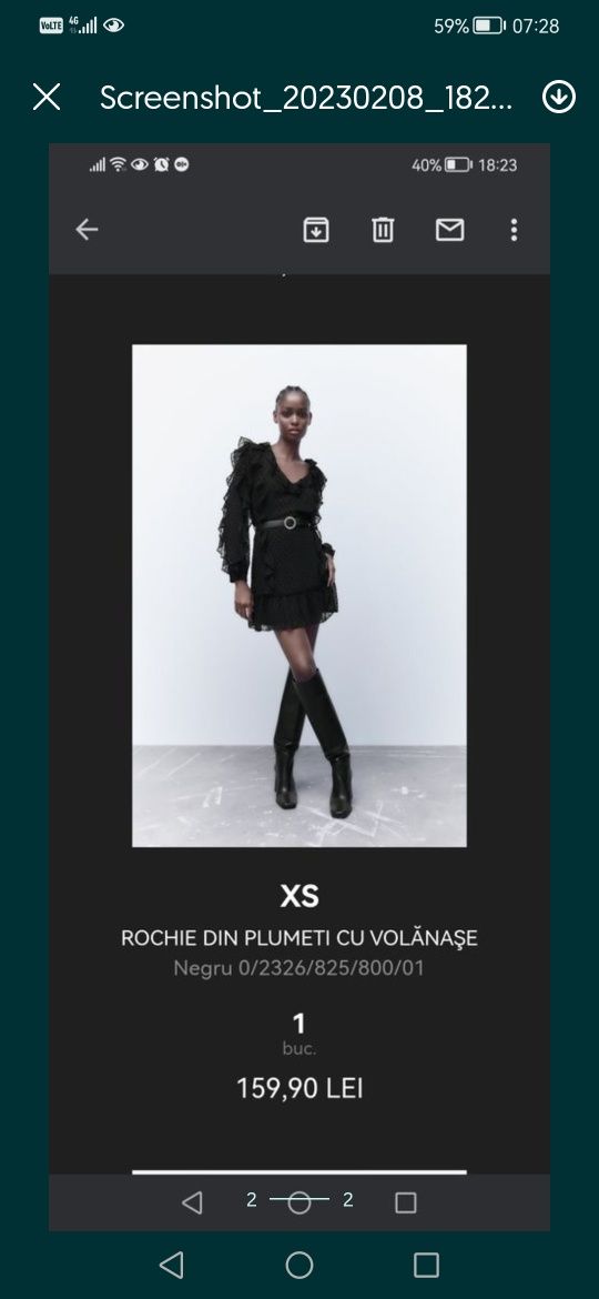 Rochie Zara XS 34 neagra, noua