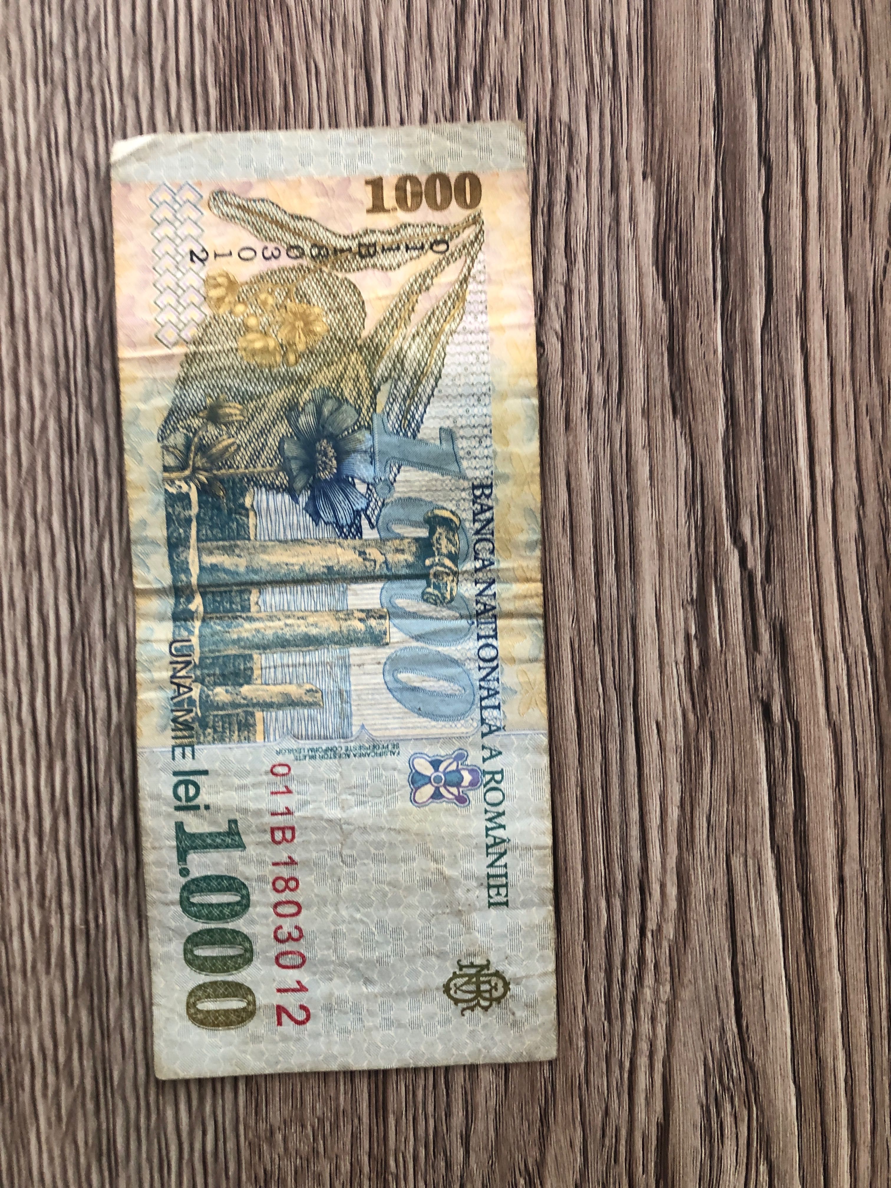 Bancnota de 1000 de lei vechi din 1998.