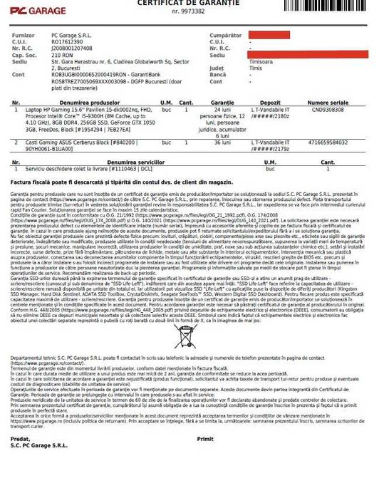 Laptop HP Gaming 15.6" Pavilion 15-dk0002nq – Stare foarte bună