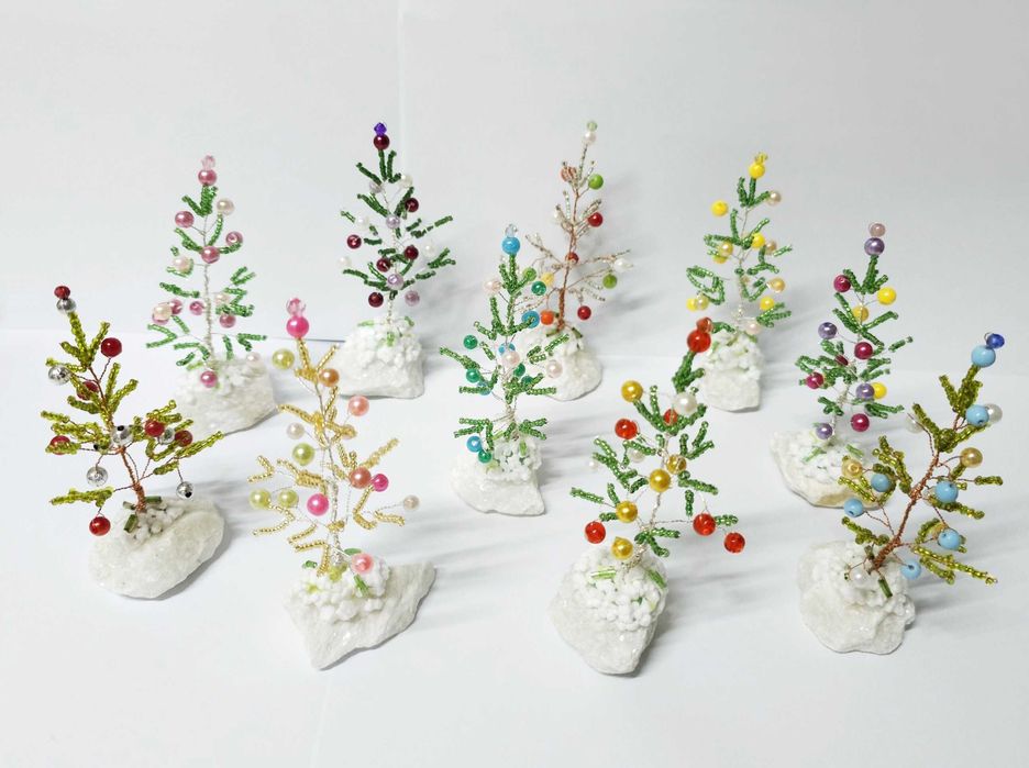 Braduti decorativi margele Craciun, modele unicat, multe culori