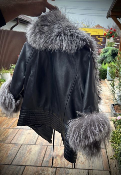 Geaca dama din piele si blana naturala