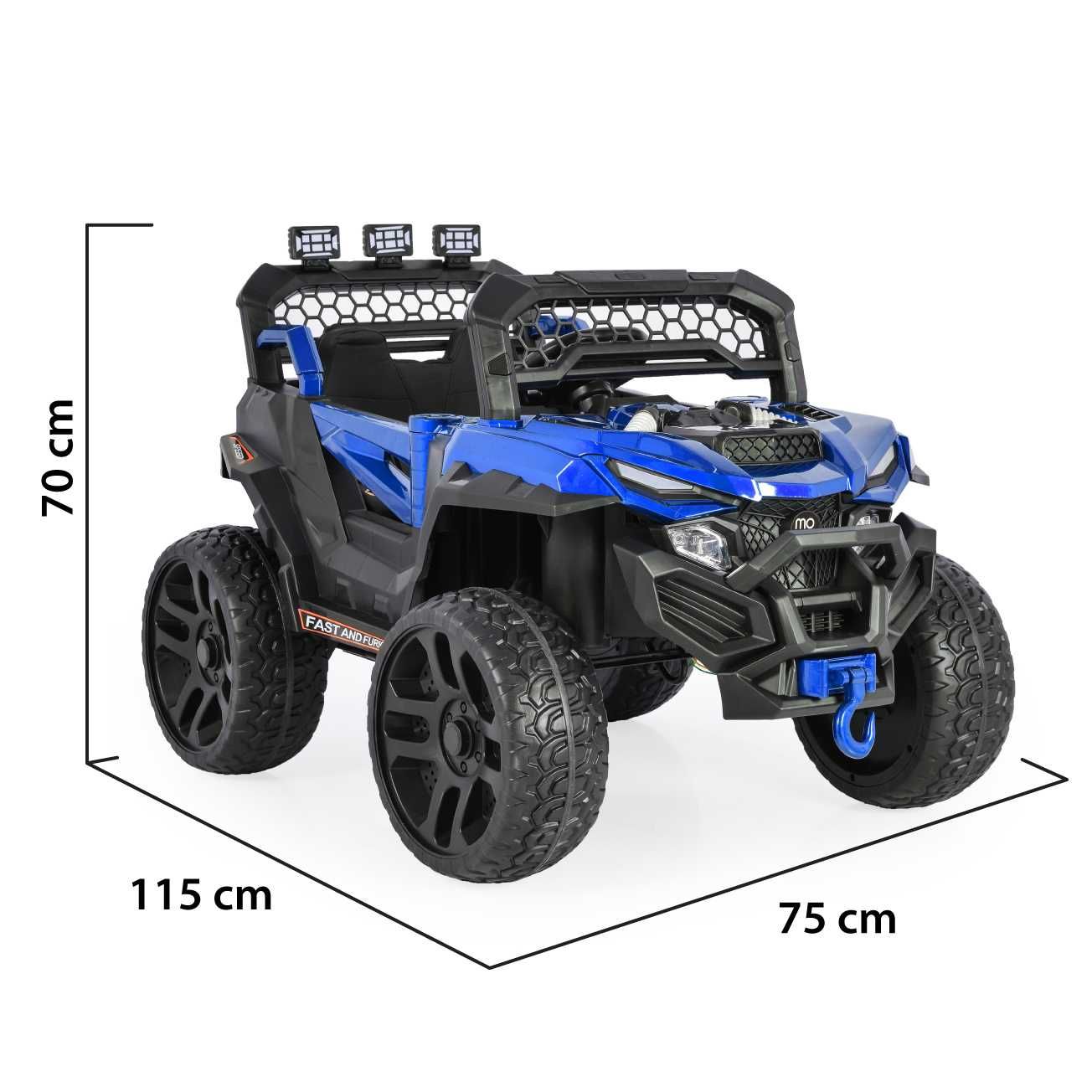 ПРОМО!НОВО!Акумулаторен джип Dust BLUE с 12V батерия,USB,МЕКИ ГУМИ,4Х4