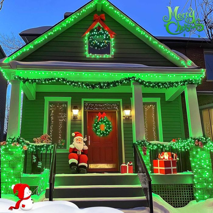 Коледни лампички въже 18м 200 LED студено зелени IP защита 8 програми