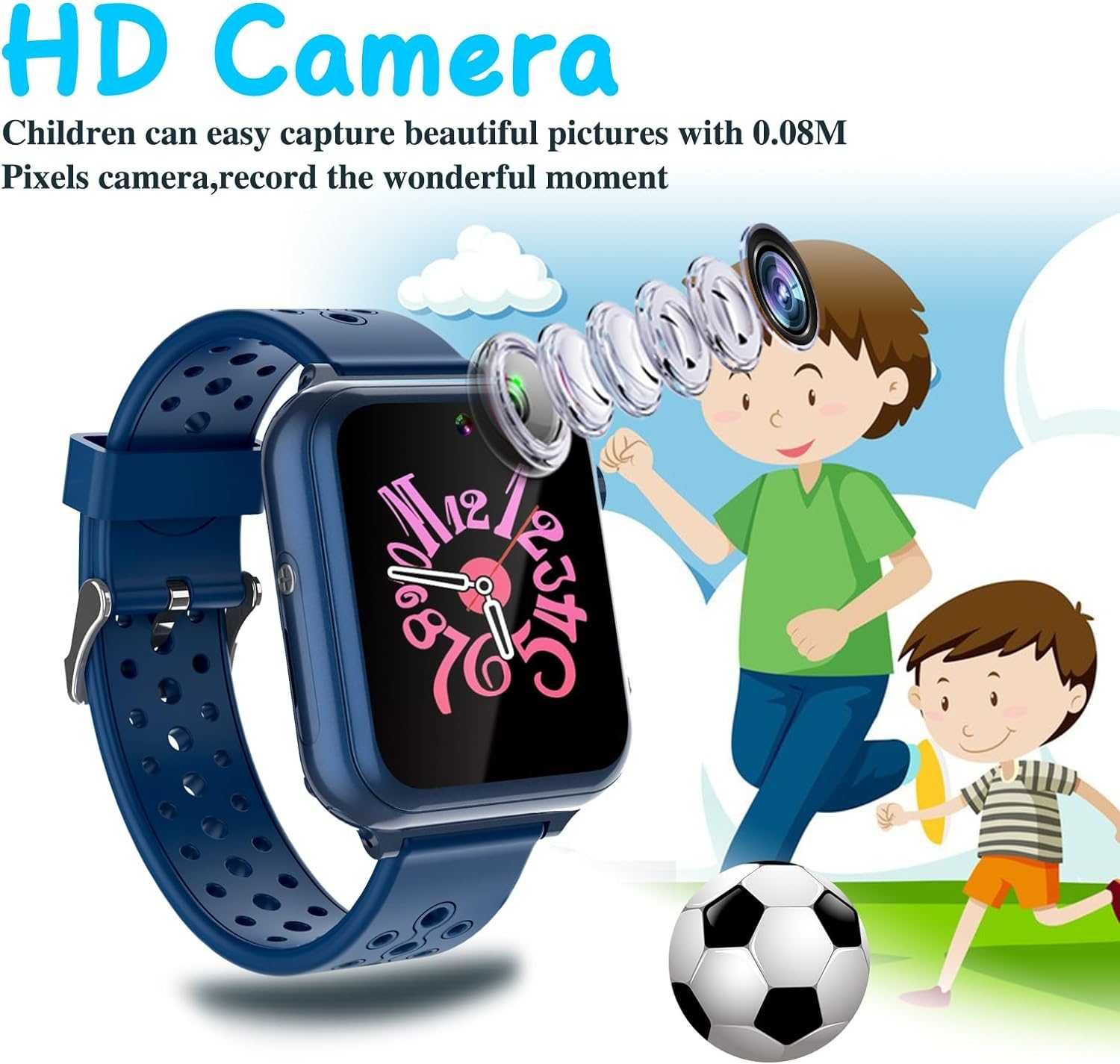 Смарт часовник за деца, 24 игри, за 2G SIM карта (синьо)