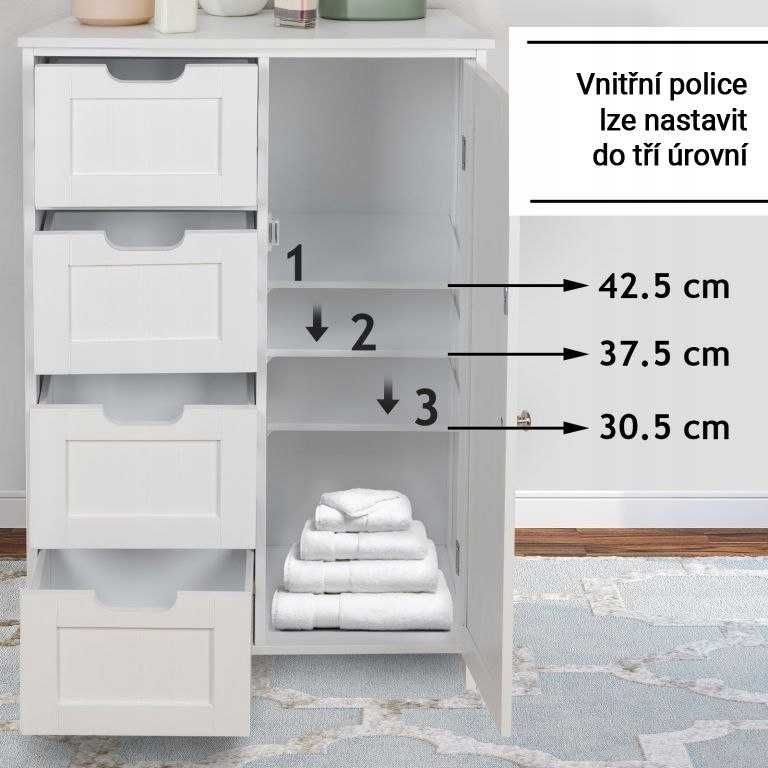 Шкаф Miadomodo с 4 чекмеджета 55x30x82см чисто нов оребрен