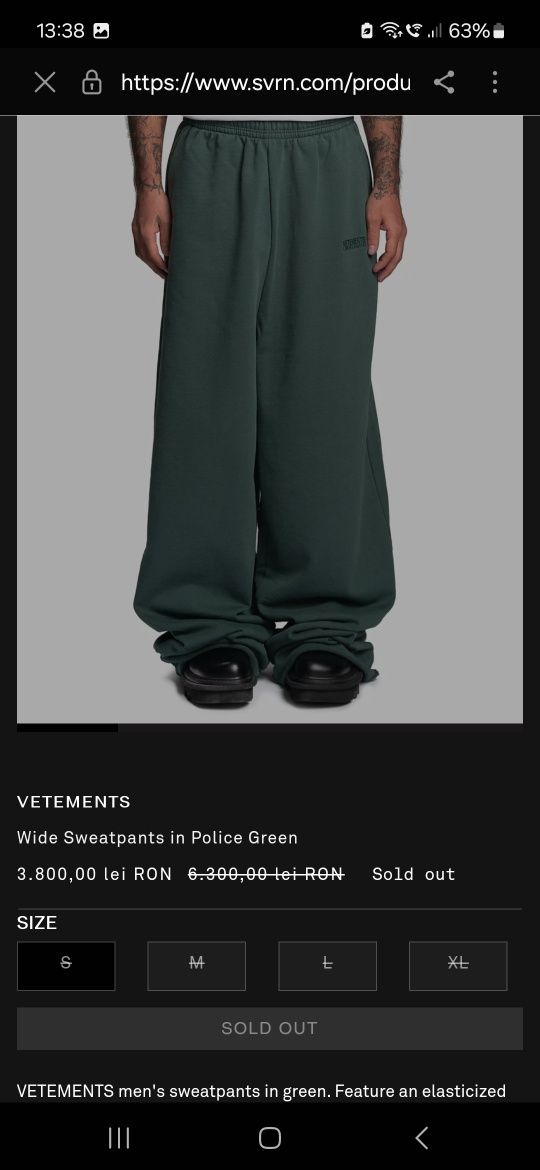 Pantaloni Vetements Police Green