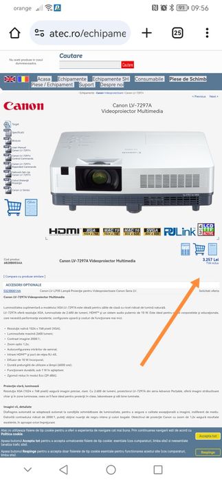 Videoproiector Canon LV-7297A HDMI nou la cutie