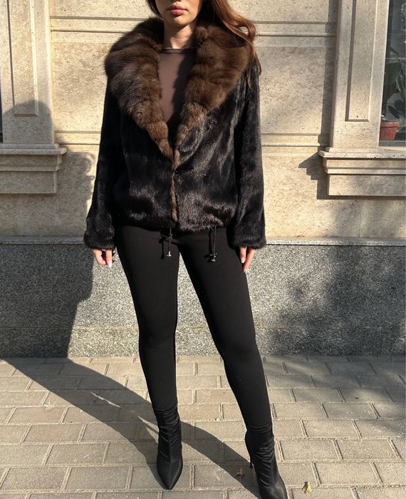 Норковая шуба воротник соболь