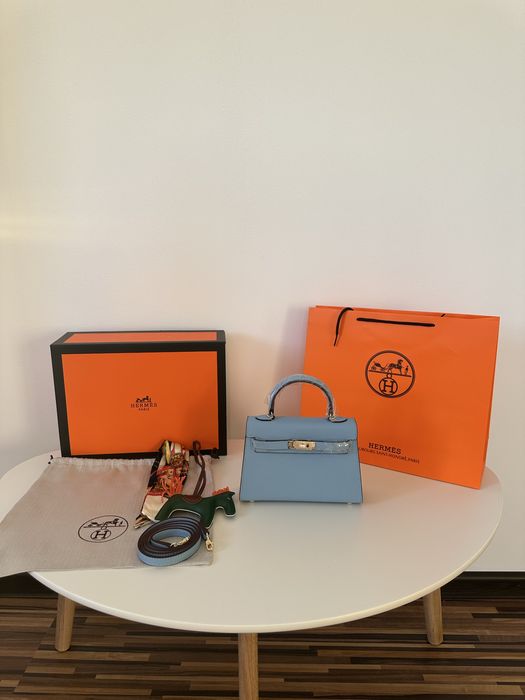Geanta dama hermes kelly 19cm blue cadou c:71