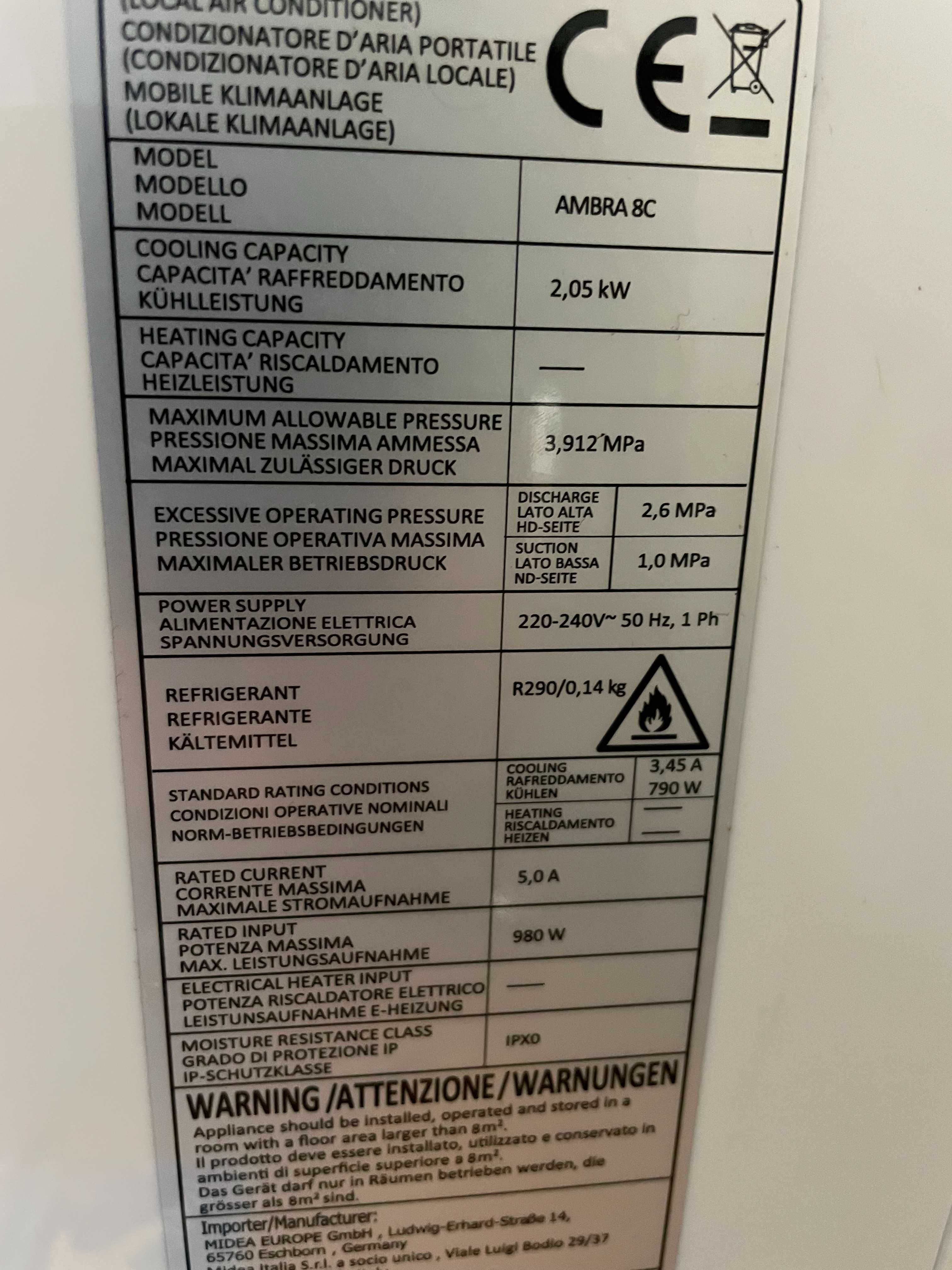 Aparat de aer condiționat mobil  COMFEE , AMBRA 8C,