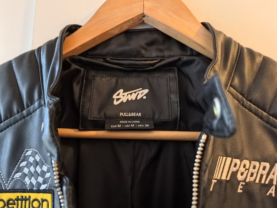 Geacă biker/moto bărbați, piele ecologică, mărimea M, Pull and Bear