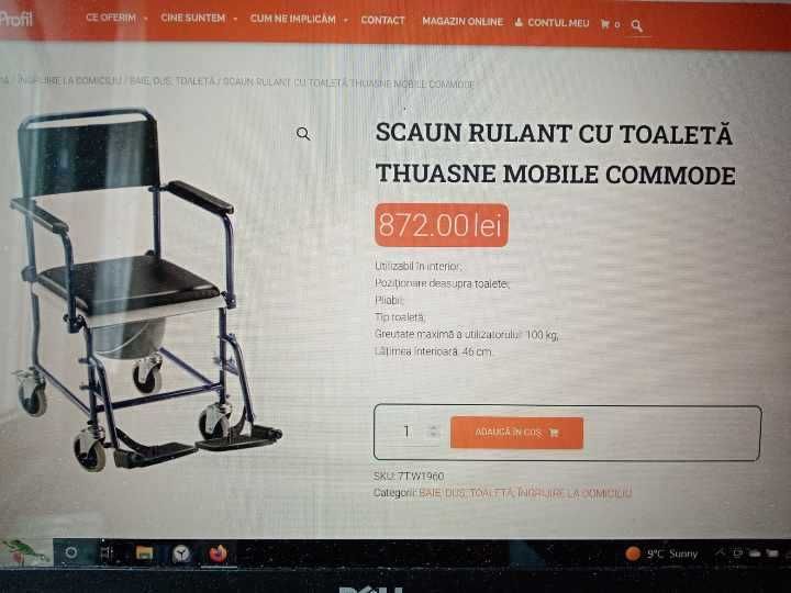 Scaun rulant cu toaletă (WC) THUASNE MOBILE COMMODE