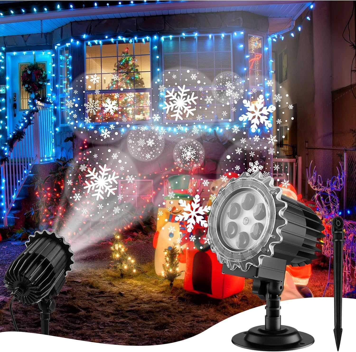 LED прожектор на снежинки Snowflake Lamp коледна светлина декорация
