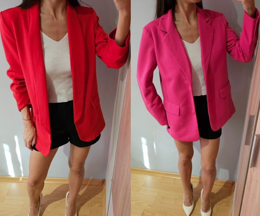 Дамско сако в цвят фуксия и червено