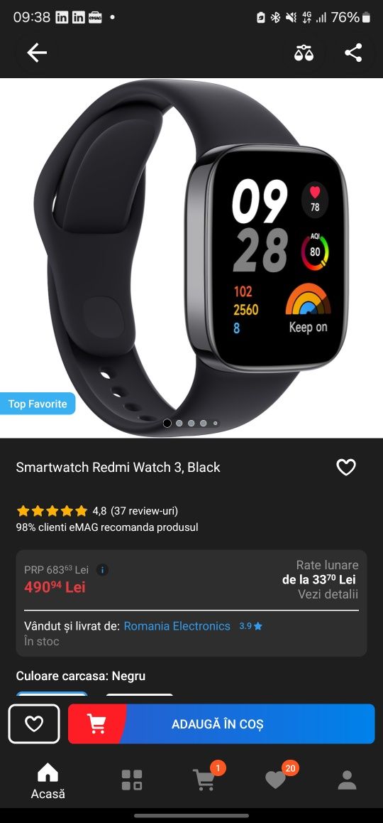 Ceas Redmi Watch 3 black