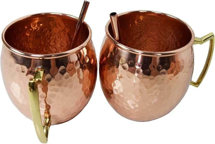 Комплект от 2 масивни бронзови чаши тип „Moscow Mule“