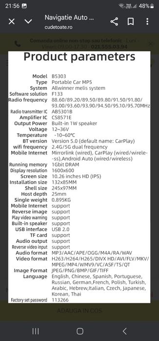 Vând navigatie instare bn