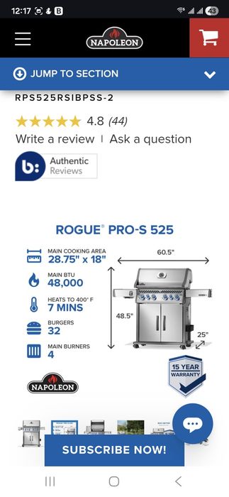 Барбекю Napoleon Roque Pro S 525 RSIB