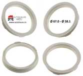 Inele de centrare jante Fiat Lancia Alfa Romeo 67.0 - 58.1 - Germany