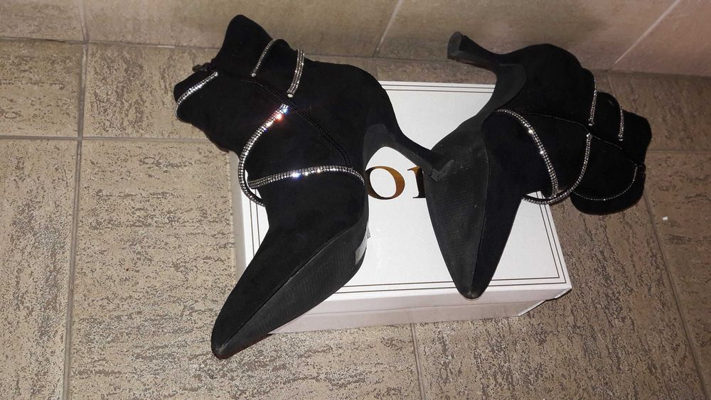 Botine Damă Negre din material textil cu toc Sommer