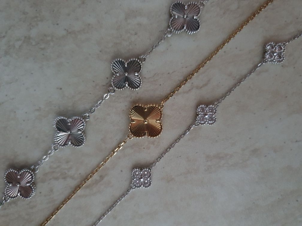 НАМАЛЕНИ!14к.златна гривна- 3.2гр. и сребърни гривни  тип Van cleef