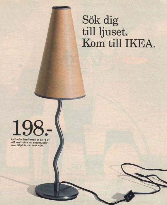 Lampa Vintage 1990 Ikea Antimon NOS Zig Zag post moderna nichel