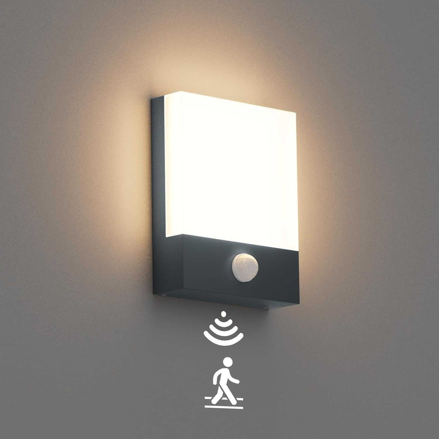 НОВA! Външна LED лампа 24W с датчик за движение, IP65