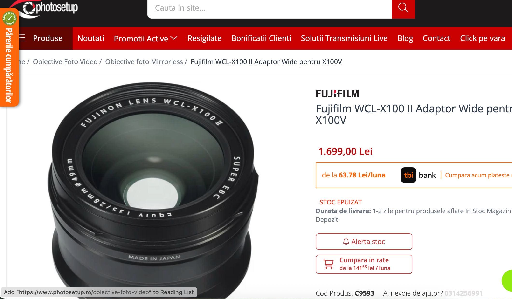 Fujifilm WCL-X100 II Adaptor Wide pentru X100V Silver