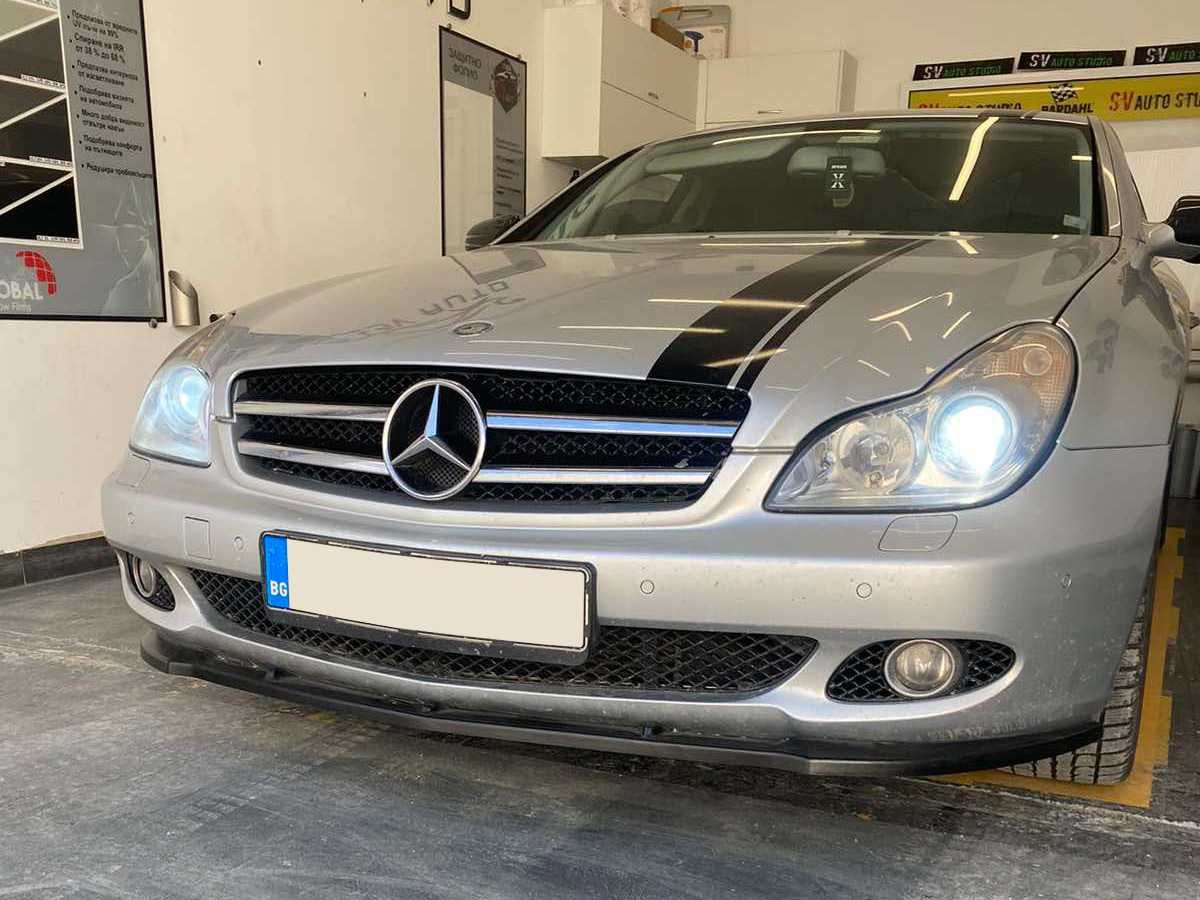 Спойлер (тунинг добавка – ЛИП)  за предна броня за Mercedes CLS W219