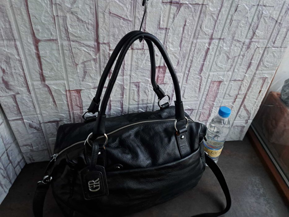 дамска чанта Georges Rech,черна кожена торба-естествена кожа