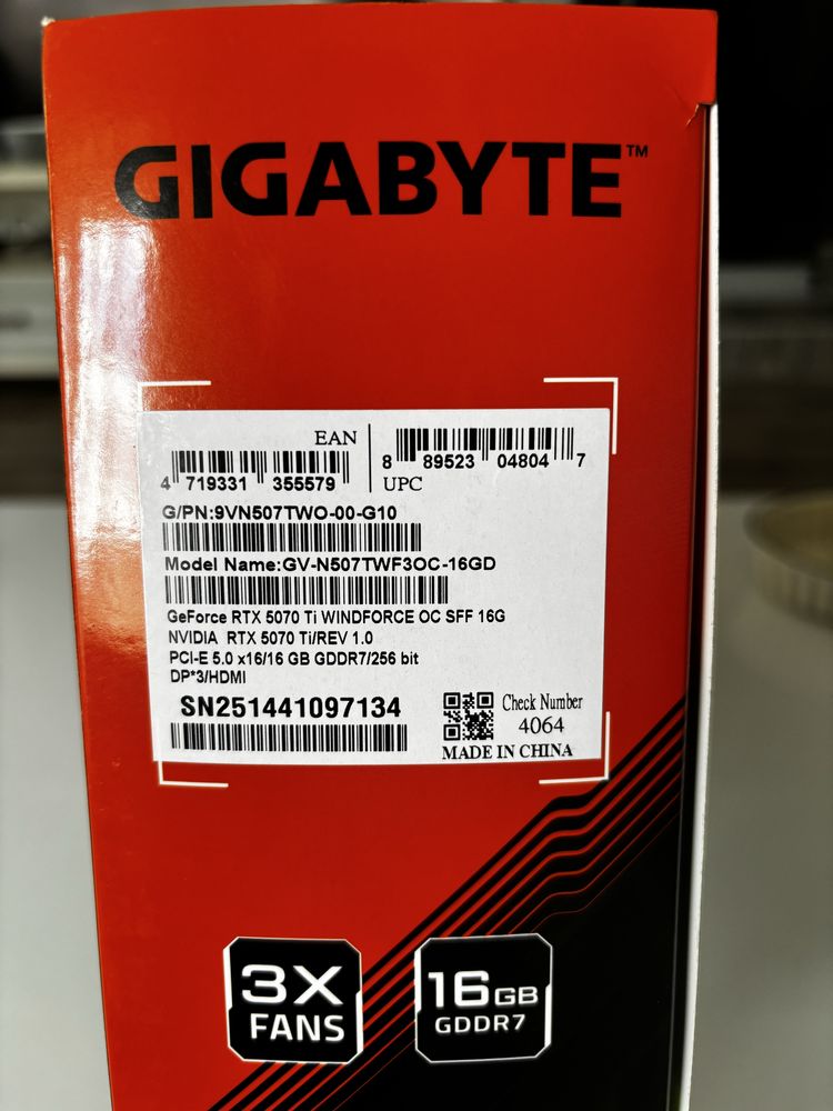 Gigabyte rtx 5070ti !Чисто нов!