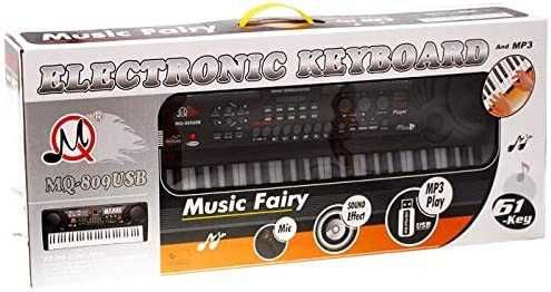Orga electronica copii 5 octave +Suport reglabil+Microfon 61 clape USB