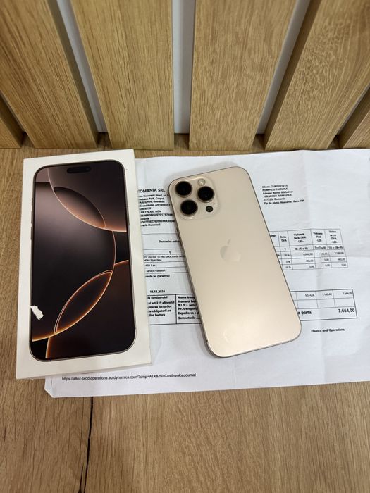 Iphone 16 pro max 256 desert / factura si casco / 97% baterie
