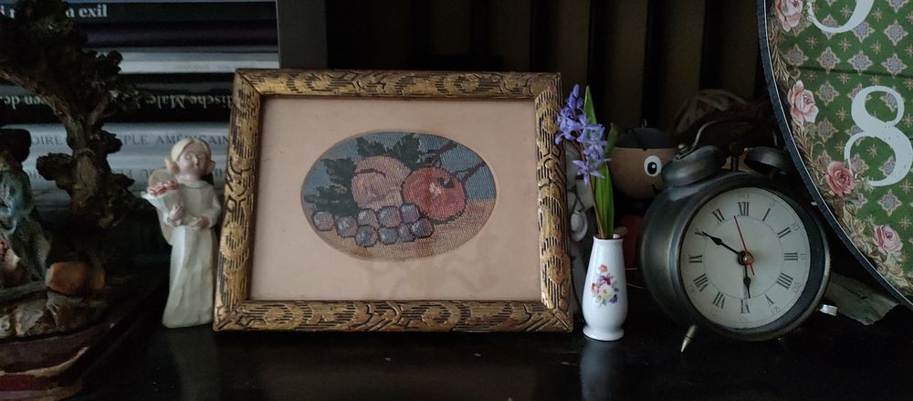 goblen  cusut manual cu rama vintage